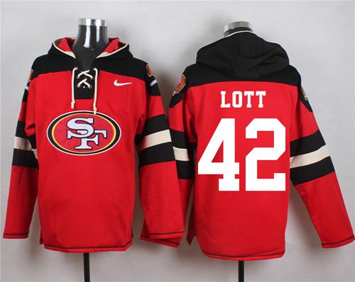 Nike 49ers #42 Ronnie Lott Red Player Pullover NFL Hoodie